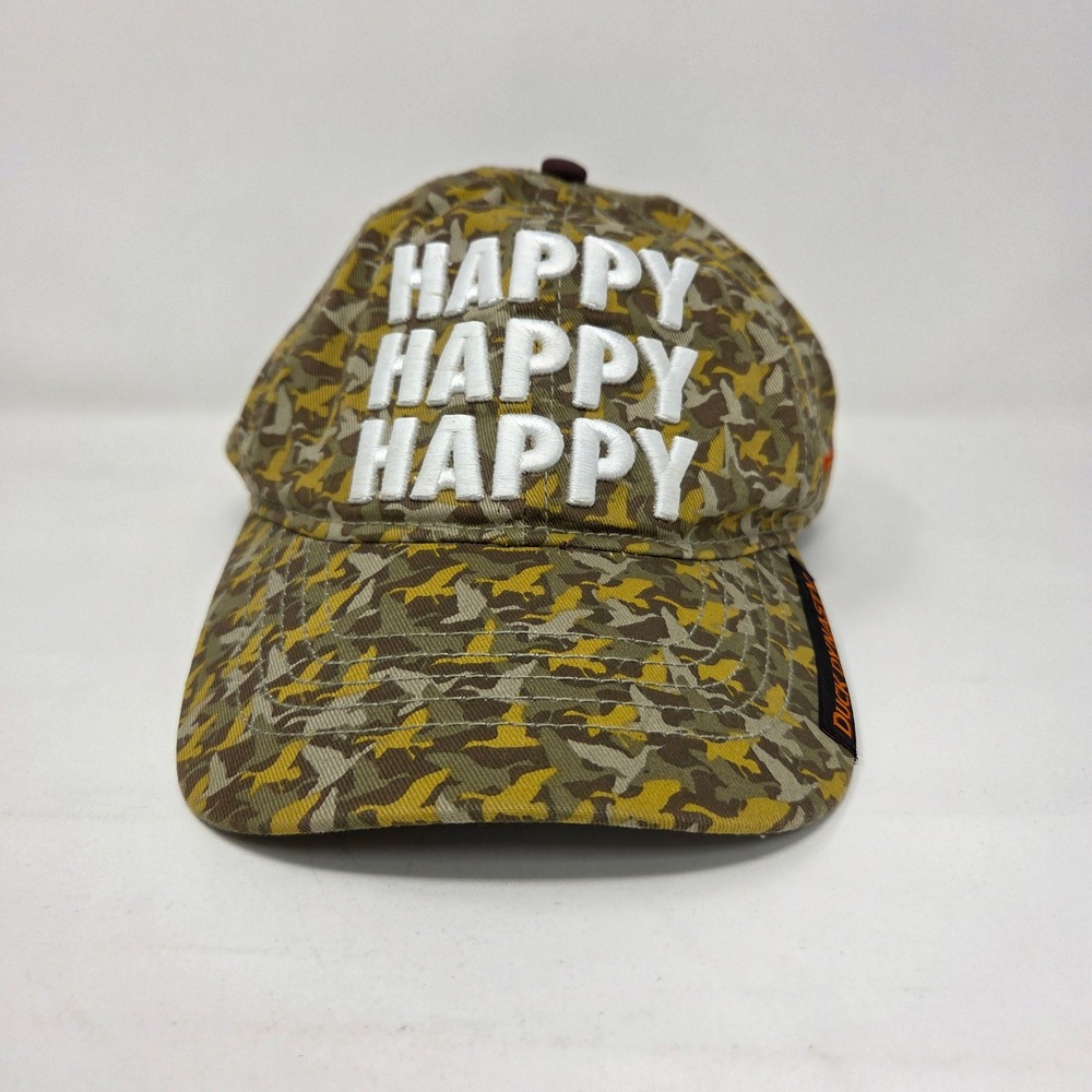 Duck Dynasty Happy Happy Happy Camo Hat Mens OSFM Orange‎ Duck Silhouette Cap